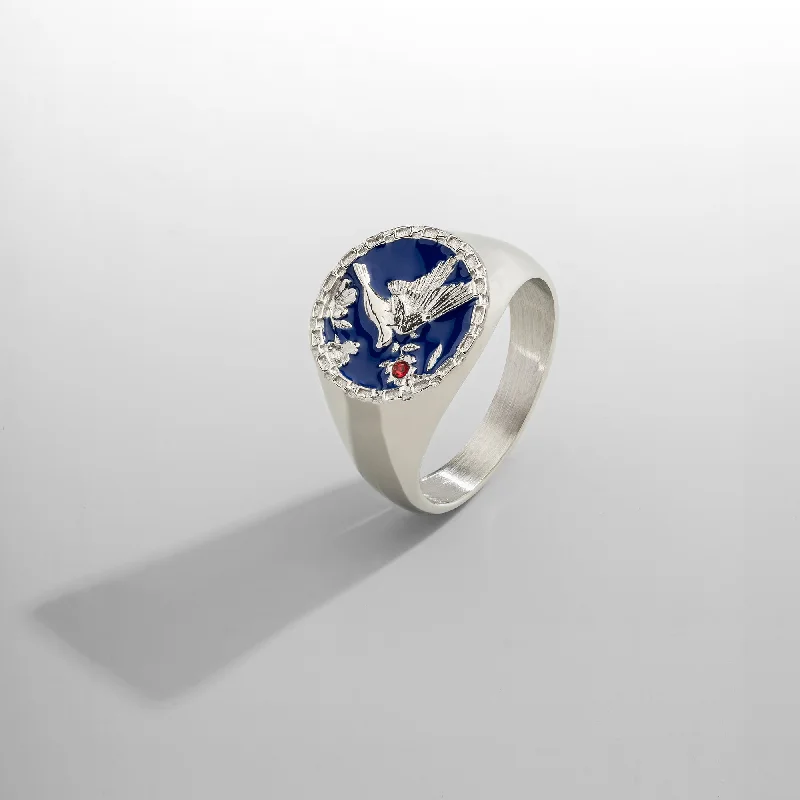 Top Men's Rings – Crafted for Every Style  Enamel Swallow Signet Ring (Silver)