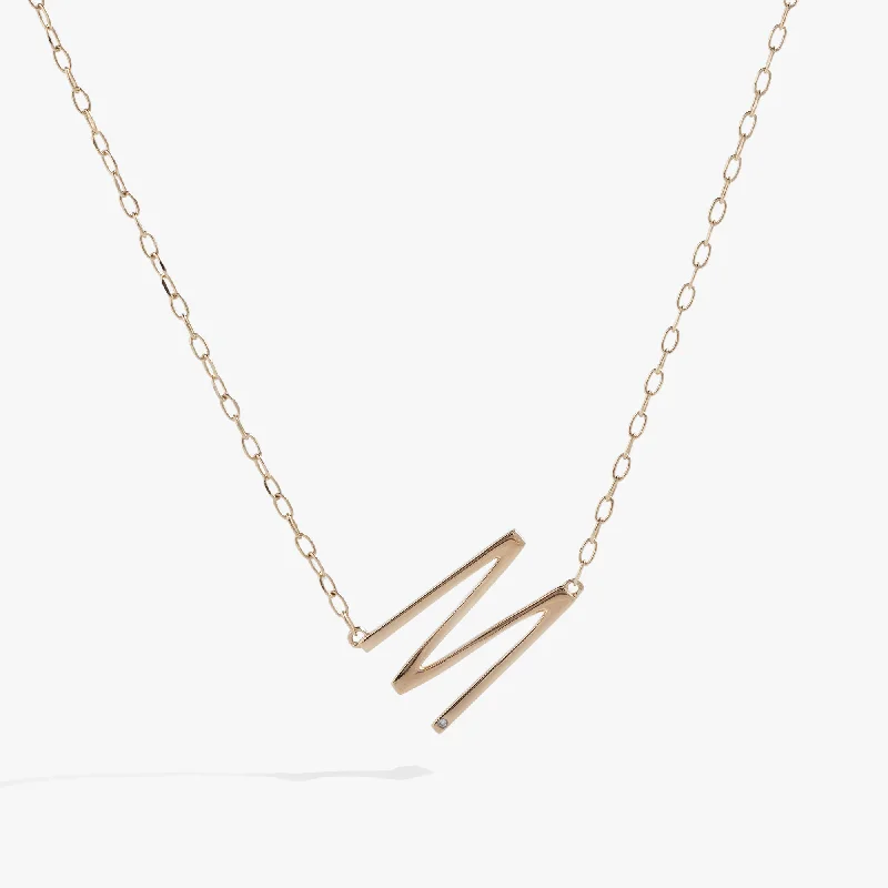 Shop Classic Women's  Necklaces & Pendants with a Modern Twist-Initial M Precious Elongated Necklace