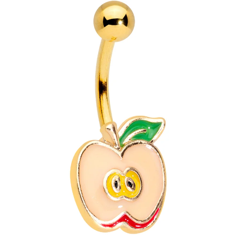 Belly Rings for Unique Fashionistas -Gold Tone Sweet Apple Belly Ring