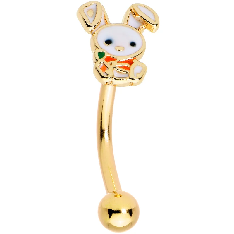 Women's Earrings – Elegant Designs for Every Personality--16 Gauge 5/16 Gold Tone Cutie Easter Bunny Curved Eyebrow Ring Women's Earrings – Elegant Designs for Every Personality--16 Gauge 5/16 Gold Tone Cutie Easter Bunny Curved Eyebrow Ring