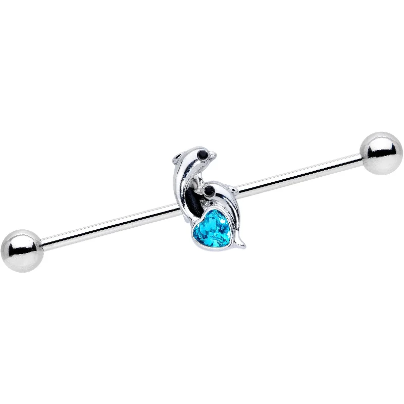 Women's Earrings – Elegant Designs for Every Personality--14 Gauge Aqua Gem Dolphin Lovers Industrial Barbell 38mm Women's Earrings – Elegant Designs for Every Personality--14 Gauge Aqua Gem Dolphin Lovers Industrial Barbell 38mm