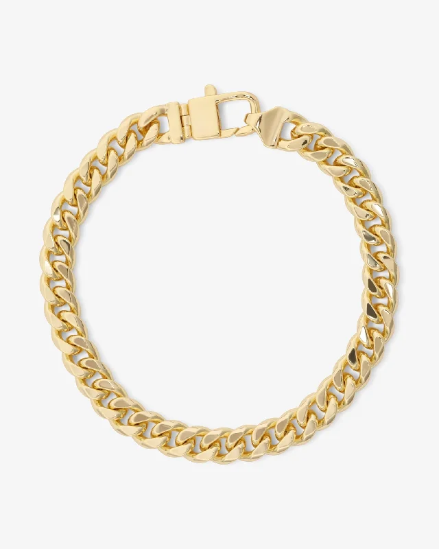 Beaded Chain Bracelets for Men-Julian Cuban Chain Bracelet 6.8mm - Gold