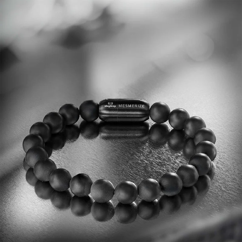 Leather Strap Bracelets for Men-Onyx Natural Stone Bracelet with MagSnap 2