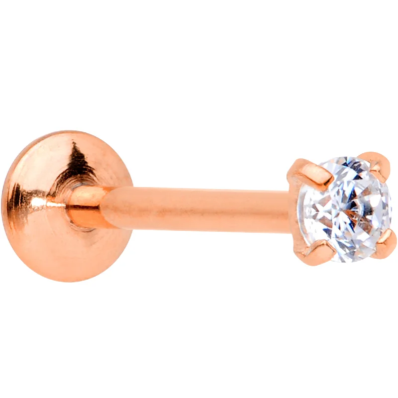 Nose Rings with Twisted Designs -20 Gauge 5/16 CZ Rose Gold PVD 2mm Threadless Push In Labret Tragus Nose Rings with Twisted Designs -20 Gauge 5/16 CZ Rose Gold PVD 2mm Threadless Push In Labret Tragus