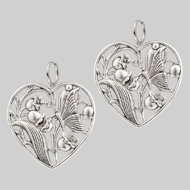 Women's Earrings – Elegant Designs for Every Personality--EPHEMERA. Blooming Heart Hoop Earrings - Silver Women's Earrings – Elegant Designs for Every Personality--EPHEMERA. Blooming Heart Hoop Earrings - Silver