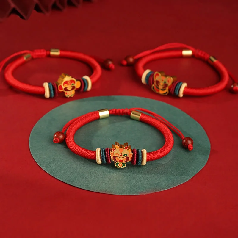Bangles with Simple Silver Charms for Women-Buddha Stones Handmade 925 Sterling Silver Year of the Dragon Cute Chinese Zodiac Luck Braided Red Bracelet Bangles with Simple Silver Charms for Women-Buddha Stones Handmade 925 Sterling Silver Year of the Dragon Cute Chinese Zodiac Luck Braided Red Bracelet