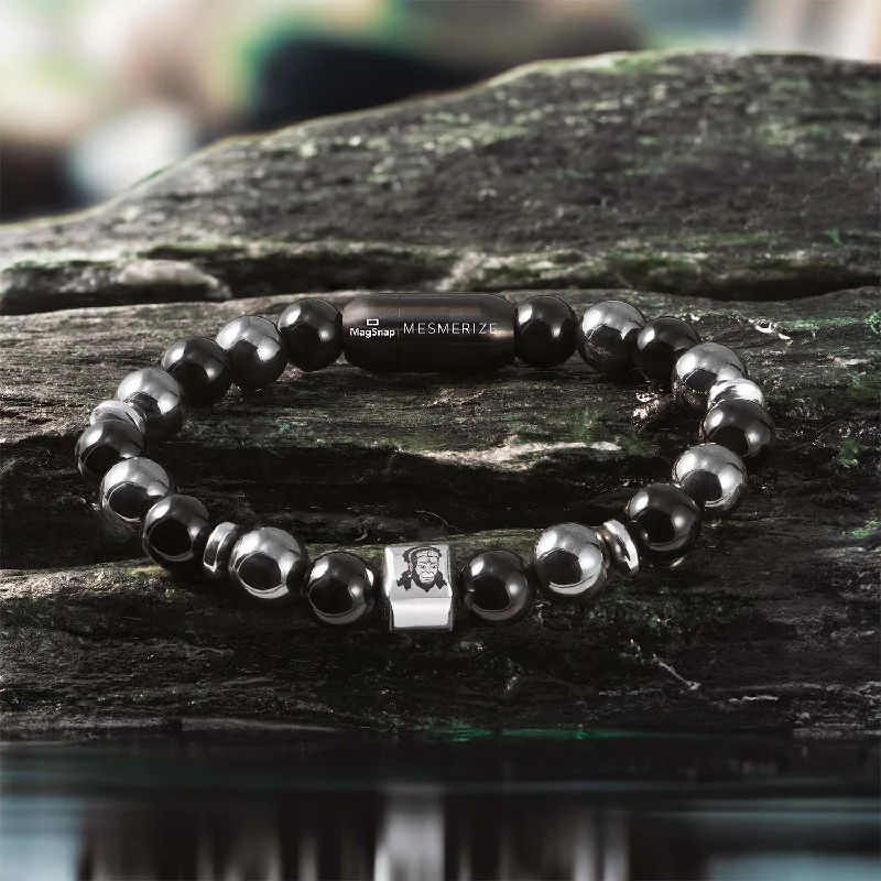 Men's Bracelets with Statement Designs-Strength Hanuman Natural Stone Bracelet with MagSnap2 Men's Bracelets with Statement Designs-Strength Hanuman Natural Stone Bracelet with MagSnap2