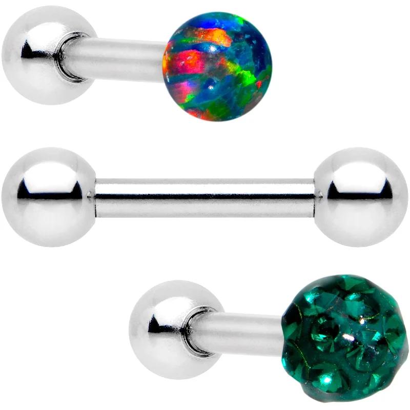 Women's Earrings – Elegant Designs for Every Personality--16 Gauge 1/4 Green Faux Opal Ball Cartilage Tragus Earring 3 Pack Set Women's Earrings – Elegant Designs for Every Personality--16 Gauge 1/4 Green Faux Opal Ball Cartilage Tragus Earring 3 Pack Set