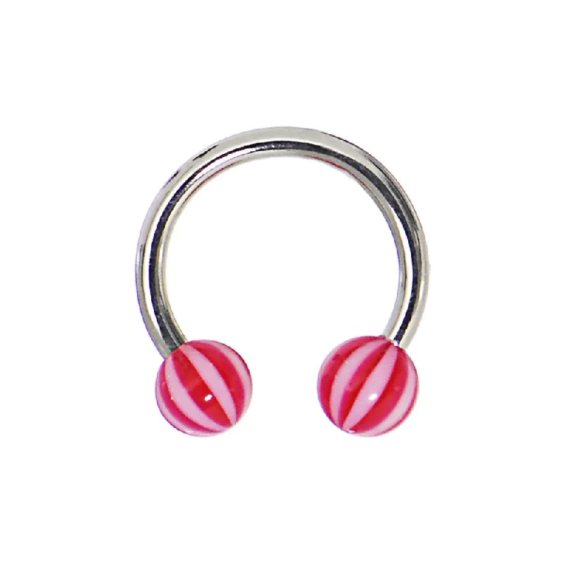 Customizable Lip Rings for Unique Style14 Gauge 7/16 Peppermint Red Beach Ball Horseshoe Circular Barbell Customizable Lip Rings for Unique Style14 Gauge 7/16 Peppermint Red Beach Ball Horseshoe Circular Barbell