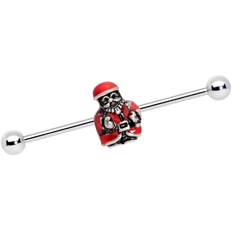 Women's Earrings – Elegant Designs for Every Personality--14 Gauge Red Santa Claus Industrial Barbell 38mm Women's Earrings – Elegant Designs for Every Personality--14 Gauge Red Santa Claus Industrial Barbell 38mm
