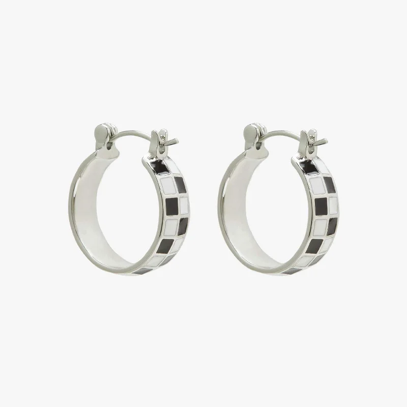 Women's Earrings – Elegant Designs for Every Personality--Checkerboard Huggies