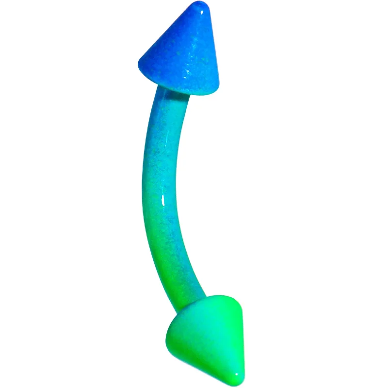 Women's Earrings – Elegant Designs for Every Personality--16 Gauge 3/8 Color Plated Green Blue Fade Cone Curved Eyebrow Ring