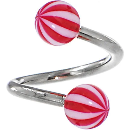Stunning Belly Rings with Timeless Shine -Peppermint Red BEACH BALL Spiral Twister Belly Ring Stunning Belly Rings with Timeless Shine -Peppermint Red BEACH BALL Spiral Twister Belly Ring