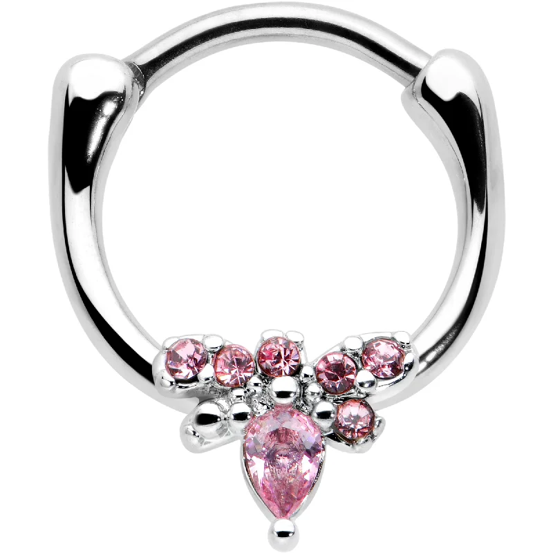 Women's Earrings – Elegant Designs for Every Personality--16 Gauge 5/16 Pink Gem Bee Glamour Cartilage Clicker