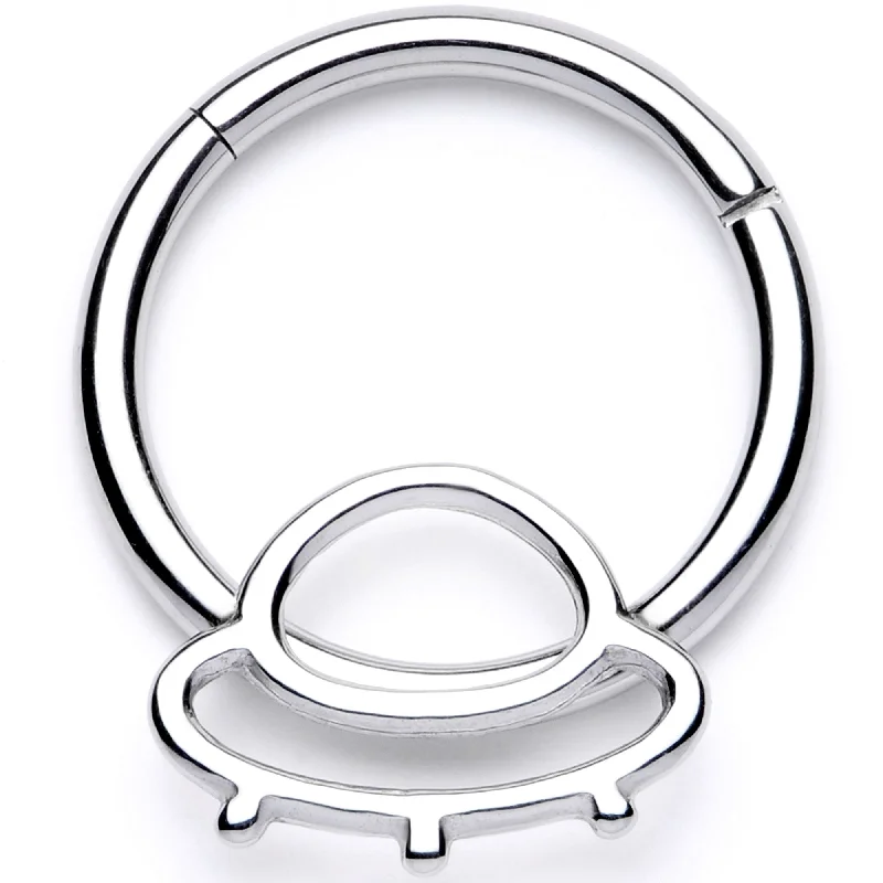 Women's Earrings – Elegant Designs for Every Personality--16 Gauge 3/8 Alien Spaceship Hinged Segment Ring