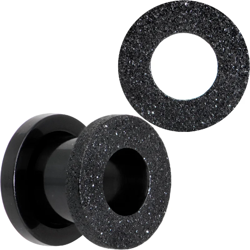 Women's Earrings – Elegant Designs for Every Personality--Black PVD Sandblasted Screw Fit Tunnel Plug Set 5mm to 16mm