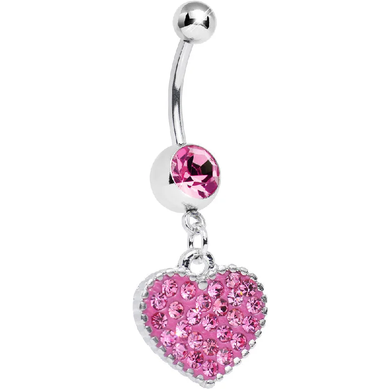 Beautiful Belly Rings with Stunning Accents -Pink Gem Morning Sunrise Heart Belly Ring Beautiful Belly Rings with Stunning Accents -Pink Gem Morning Sunrise Heart Belly Ring