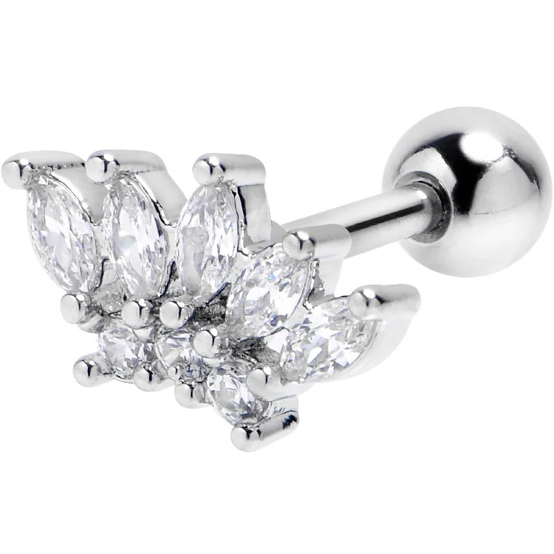 Women's Earrings – Elegant Designs for Every Personality--16 Gauge 1/4 Clear Gem Fashion Fan Cartilage Tragus Earring
