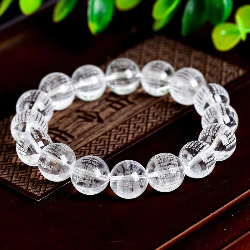 Bold Leather Bracelets for Men-Buddha Stones Heart Sutra Natural White Crystal Protection Bracelet Bold Leather Bracelets for Men-Buddha Stones Heart Sutra Natural White Crystal Protection Bracelet