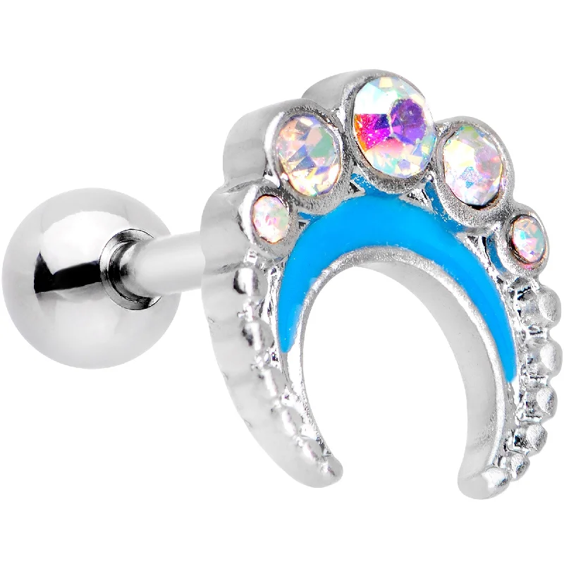 Women's Earrings – Elegant Designs for Every Personality--Auora Gem Encrusted Crescent Moon Cartilage Tragus Earring