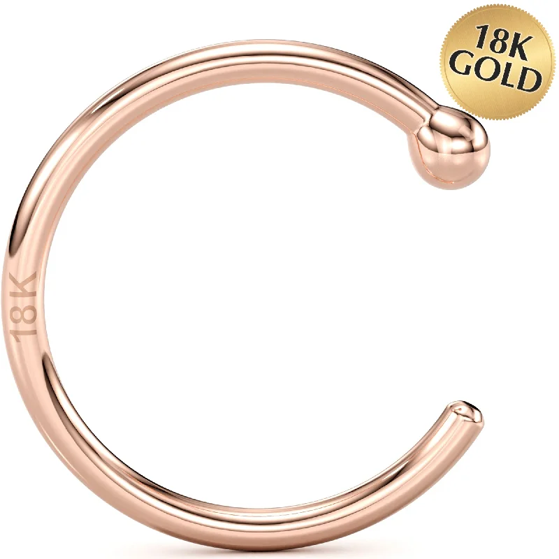 Nose Rings for Special Occasions and More -20 Gauge 3/8 Solid 18KT Rose Gold Nose Hoop Nose Rings for Special Occasions and More -20 Gauge 3/8 Solid 18KT Rose Gold Nose Hoop