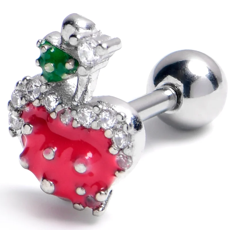 Women's Earrings – Elegant Designs for Every Personality--16 Gauge 1/4 Clear Gem Glamour Shroom Cartilage Tragus Earring