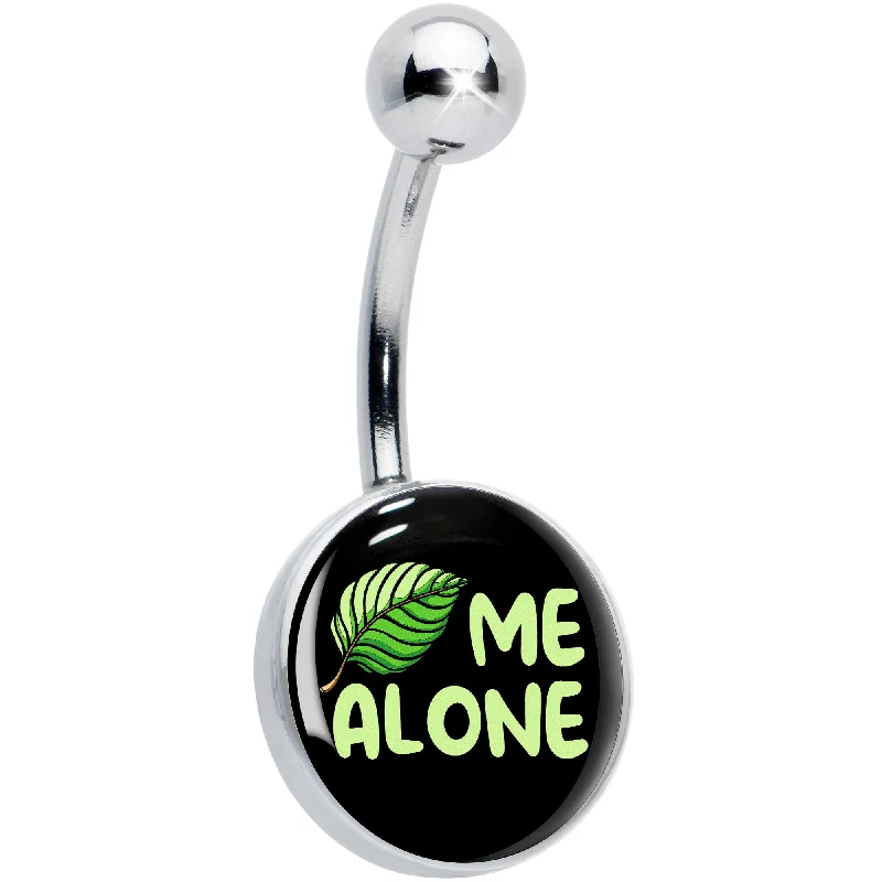 Sparkling Belly Rings for Extra Shine -Black Green Leaf Me Alone Belly Ring