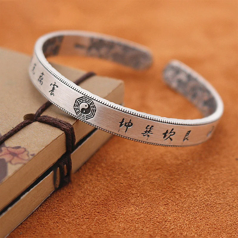 Bangles for Women with Geometric Designs-Buddha Stones 999 Sterling Silver Bagua Yin Yang Balance Bracelet Bangles for Women with Geometric Designs-Buddha Stones 999 Sterling Silver Bagua Yin Yang Balance Bracelet