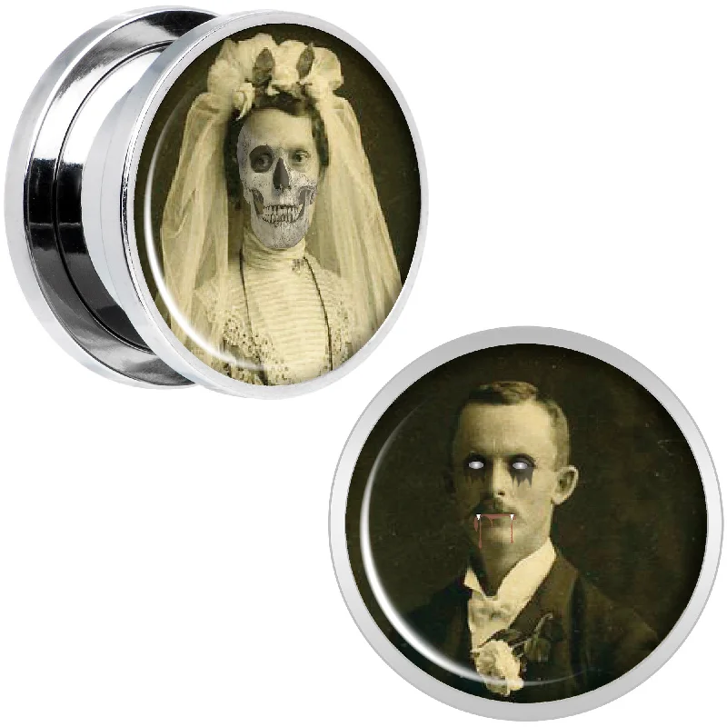 Women's Earrings – Elegant Designs for Every Personality--Undead Bride and Groom Halloween Plug Set 5/8 Women's Earrings – Elegant Designs for Every Personality--Undead Bride and Groom Halloween Plug Set 5/8