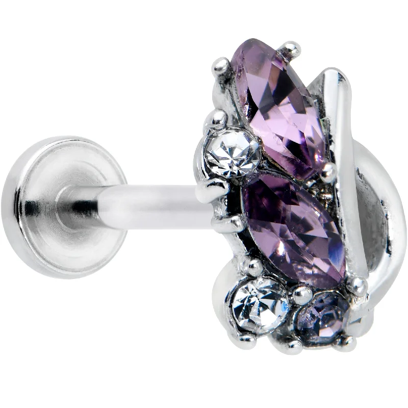 Bold and Colorful Lip Rings16 Gauge 5/16 Clear Purple Gem Abstract Elegance Labret Monroe Tragus