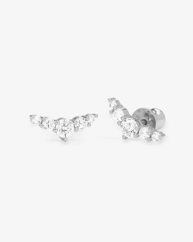 Women's Earrings – Elegant Designs for Every Personality--Radiant Studs - Silver|White Diamondettes Women's Earrings – Elegant Designs for Every Personality--Radiant Studs - Silver|White Diamondettes
