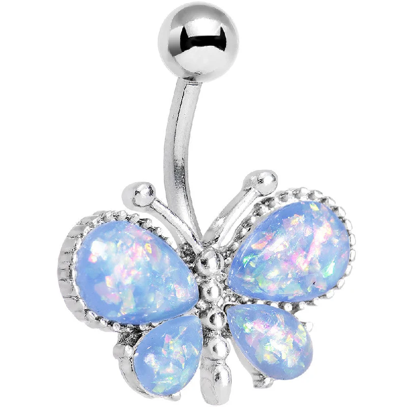 Unique Belly Rings with Artistic Shapes -Light Blue Faux Opal Bless My Butterfly Belly Ring Unique Belly Rings with Artistic Shapes -Light Blue Faux Opal Bless My Butterfly Belly Ring
