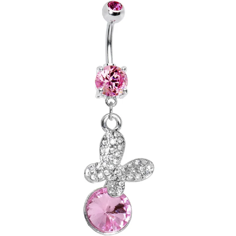 Stylish Belly Rings for Bold Fashion Choices -Pink Gem Crystalline Butterfly Dangle Belly Ring Stylish Belly Rings for Bold Fashion Choices -Pink Gem Crystalline Butterfly Dangle Belly Ring