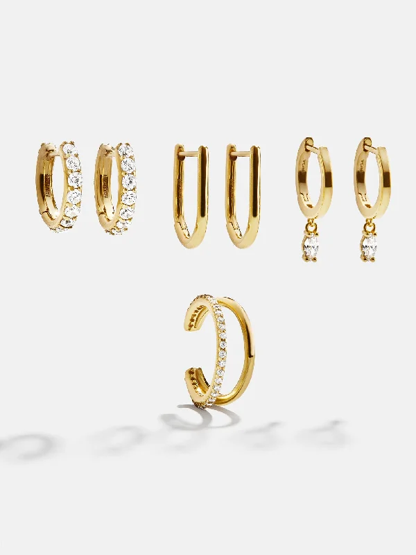 Women's Earrings – Elegant Designs for Every Personality--Leslie 18K Gold Earring Set - Gold