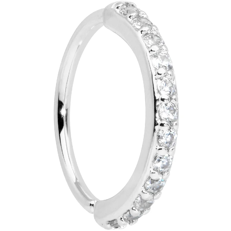 Nose Rings with Easy Closure -20 Gauge 5/16 Clear CZ Gem Forward Facing Nose Hoop