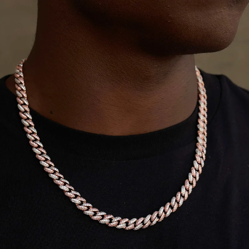 Exclusive Men's Necklaces & Pendants for the Modern Gentleman-Diamond Cuban Chain in Rose/White Gold - 8.5mm Exclusive Men's Necklaces & Pendants for the Modern Gentleman-Diamond Cuban Chain in Rose/White Gold - 8.5mm
