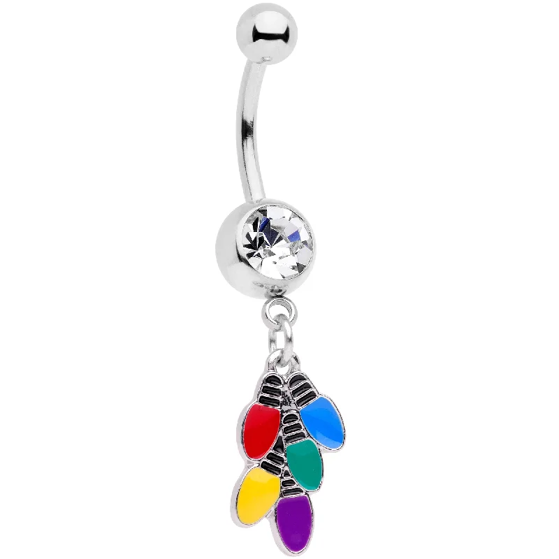 Trendy Belly Rings for Chic Look -Clear Gem Christmas Lights Holiday Dangle Belly Ring Trendy Belly Rings for Chic Look -Clear Gem Christmas Lights Holiday Dangle Belly Ring