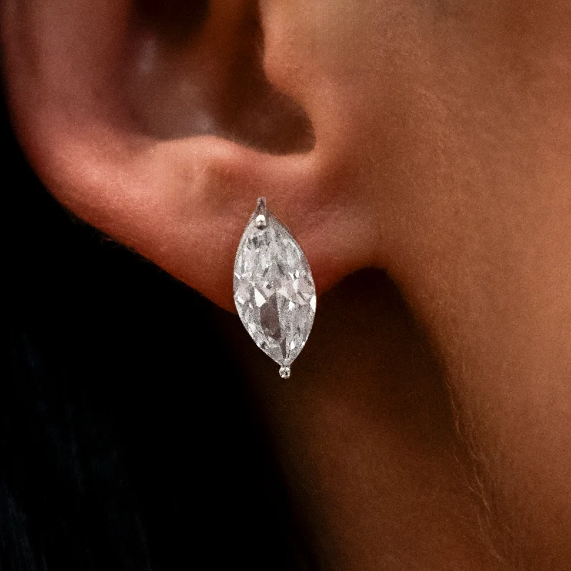 Women's Earrings – Elegant Designs for Every Personality--7mm Marquise Cut Diamond Stud Earrings in White Gold