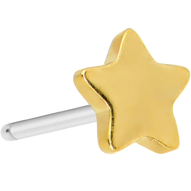 Women's Earrings – Elegant Designs for Every Personality--Implant Grade 23 Titanium Gold Tone Star Threadless Push In Top