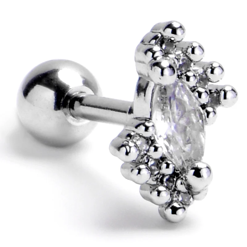 Women's Earrings – Elegant Designs for Every Personality--16 Gauge 1/4 Clear Gem Firey Drop Cartilage Tragus Earring