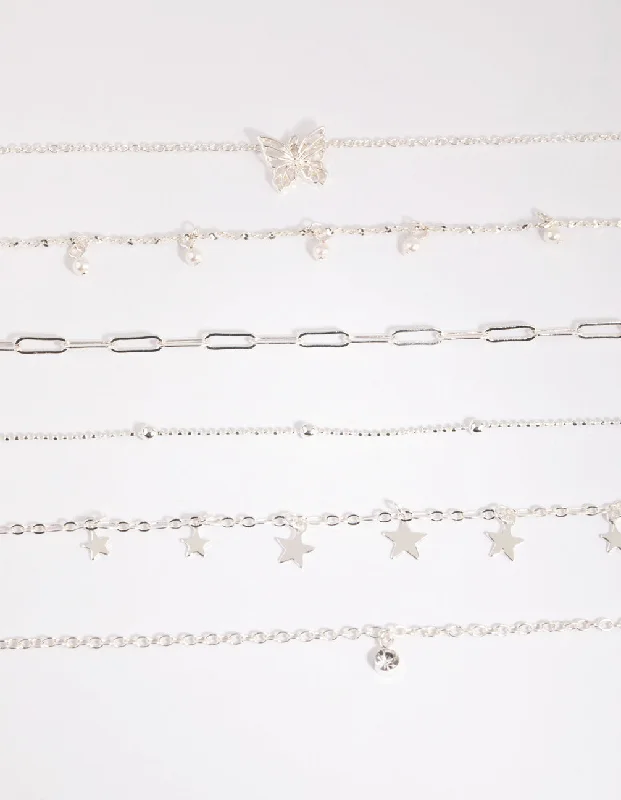 Shop Classic Women's Necklaces & Pendants with a Modern Twist-Silver Star & Pearl Choker 6-Pack Shop Classic Women's Necklaces & Pendants with a Modern Twist-Silver Star & Pearl Choker 6-Pack