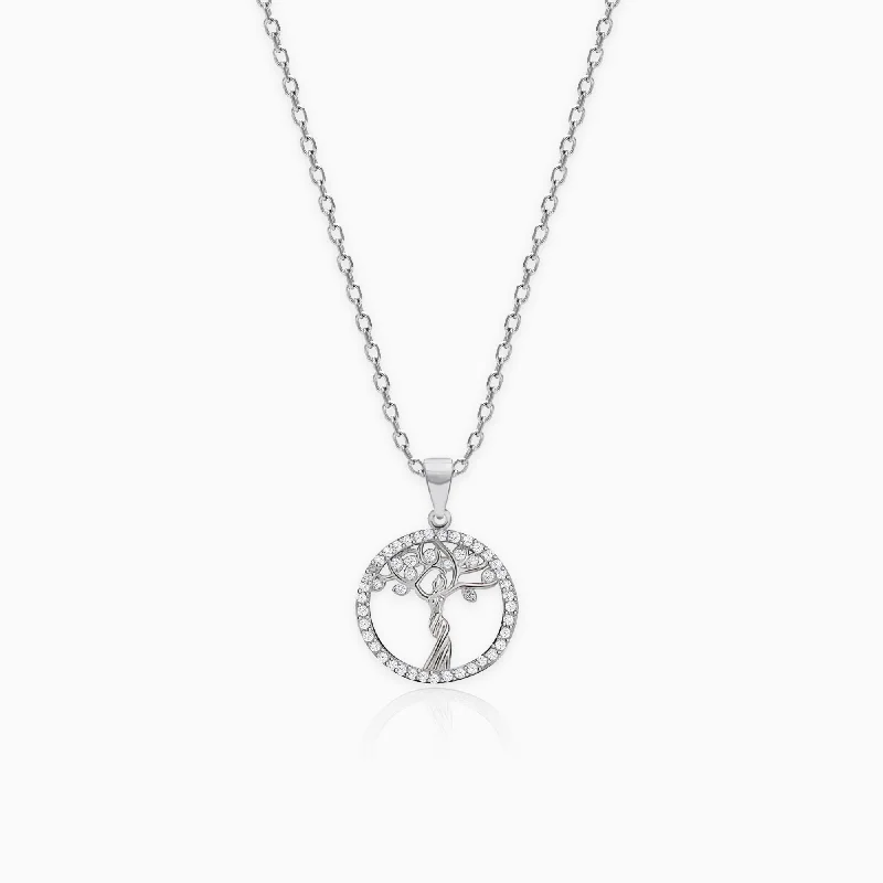 Shop Classic Women's Necklaces & Pendants with a Modern Twist-Silver Tree of Life Pendant with Link Chain Shop Classic Women's Necklaces & Pendants with a Modern Twist-Silver Tree of Life Pendant with Link Chain