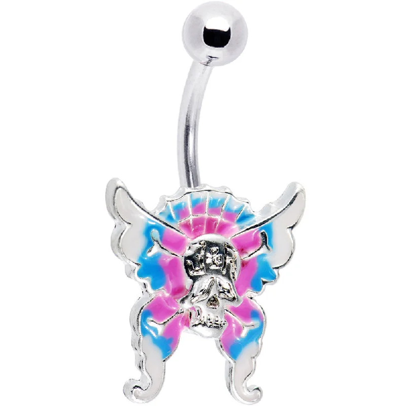 Beautiful Belly Rings with Shiny Detail -Skull Surrender Multi Color Butterfly Belly Ring Beautiful Belly Rings with Shiny Detail -Skull Surrender Multi Color Butterfly Belly Ring