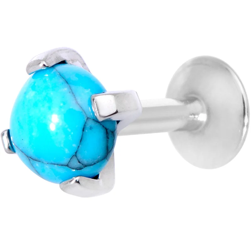 Women's Earrings – Elegant Designs for Every Personality--16 Gauge 1/4 Turquoise Internally Threaded Labret Monroe Tragus Women's Earrings – Elegant Designs for Every Personality--16 Gauge 1/4 Turquoise Internally Threaded Labret Monroe Tragus