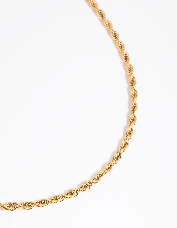 Shop Classic Women's  Necklaces & Pendants with a Modern Twist-Waterproof Gold Plated Stainless Steel Twisted Chain Necklace