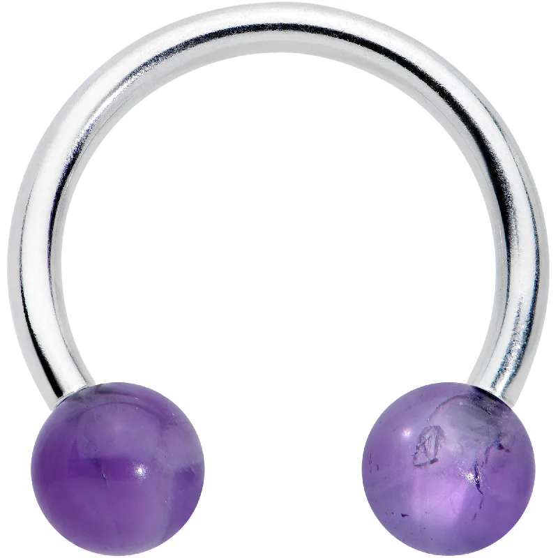 Women's Earrings – Elegant Designs for Every Personality--16 Gauge 3/8  Purple Stone Ball End Internally Threaded Horseshoe