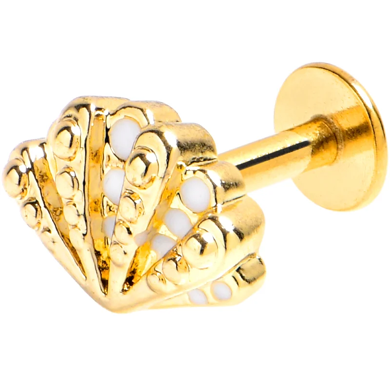 High-Quality Lip Rings for Piercings16 Gauge 1/4 Gold Tone Luxe Sea Shell Glam Labret Tragus