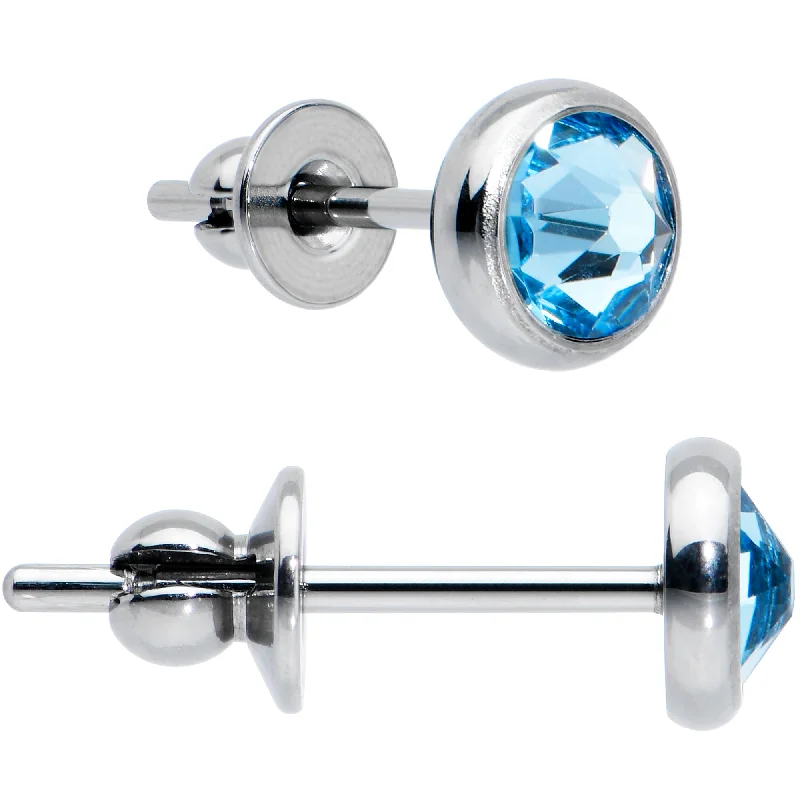 Women's Earrings – Elegant Designs for Every Personality--4mm Blue Crystal Implant Grade Titanium Stud Earrings Women's Earrings – Elegant Designs for Every Personality--4mm Blue Crystal Implant Grade Titanium Stud Earrings