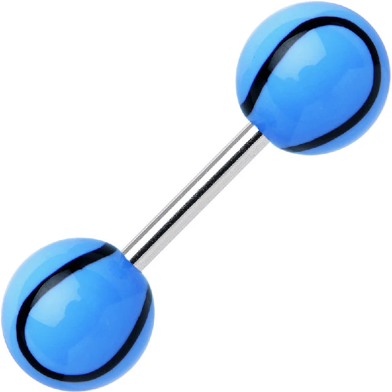 Women's Earrings – Elegant Designs for Every Personality--Blue Acrylic Playing Doubles Tennis Ball Barbell Eyebrow Ring
