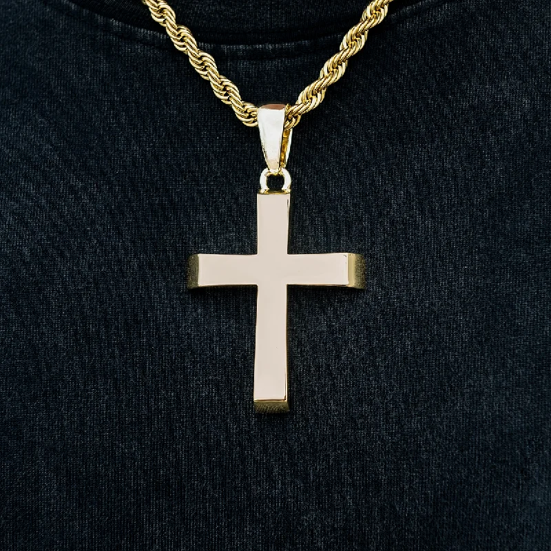 Exclusive Men's Necklaces & Pendants for the Modern Gentleman-Large Simple Cross Pendant in Yellow Gold Exclusive Men's Necklaces & Pendants for the Modern Gentleman-Large Simple Cross Pendant in Yellow Gold